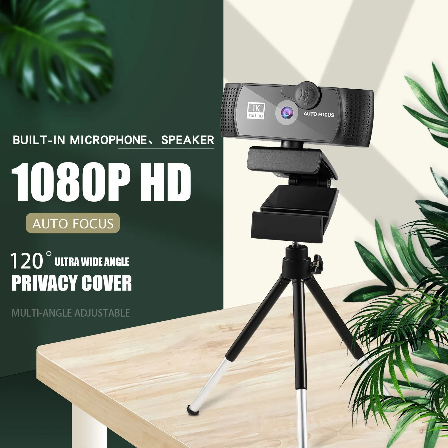 Cámara Web Full HD 1K con enfoque automático, WebCam con micrófono, transmisión, soporte para PC, portátil, vídeo en vivo, Tiktok, YouTube, 1080P, 30fps