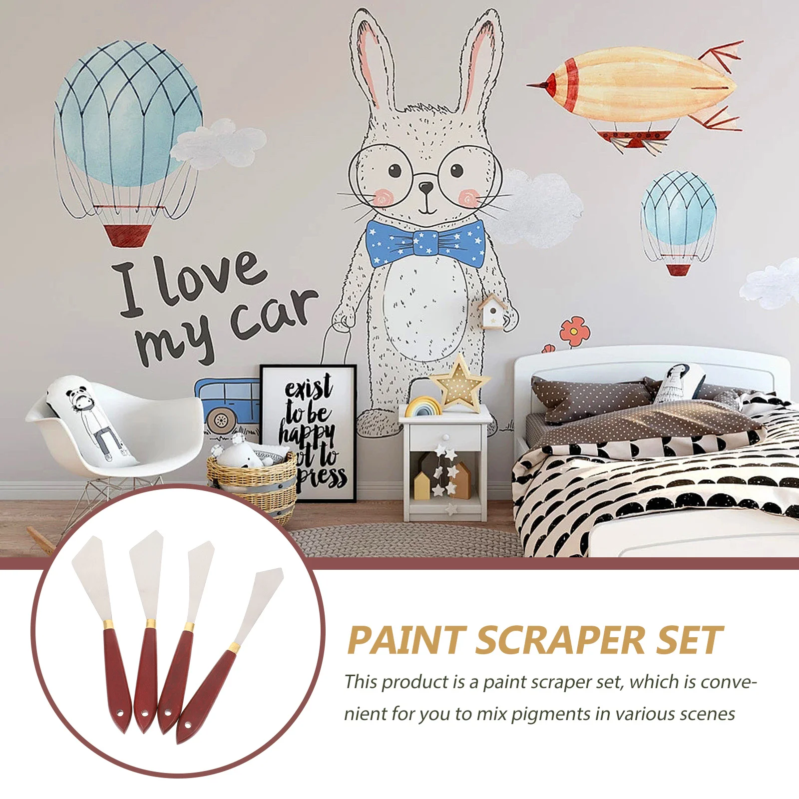 

4Pcs Painting Scrapers Oil Painting Knives Stainless Steel Color Mixing Spatulas Portable Art Supplies for Artists