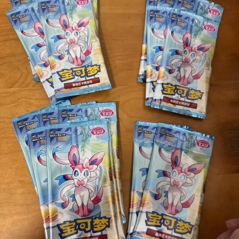 Quente 100% cartões originais pacote de gem vol.1 vol.2 chinês tcg eevee álbum scarlet e violeta negociação ptcg saco caixa cartão presente aniversário