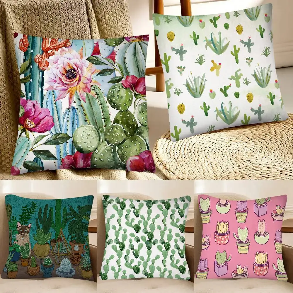 Cactus Pillow Case Fashion Square Pillowcase Bedroom Sofa Room Ins Decoration Leisure