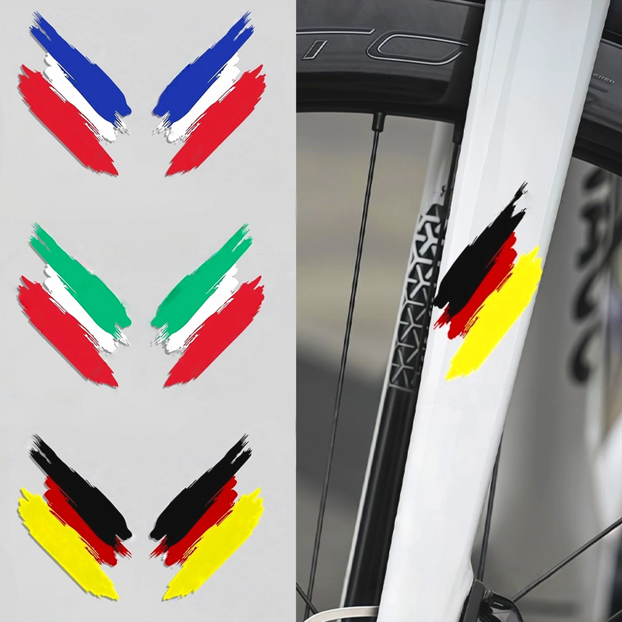 

1Pair Country Flag Style Motorcycle Stickers Waterproof Vinyl Decals DIY for Road Bicycle Frame Top Tube Motorbike Helmet