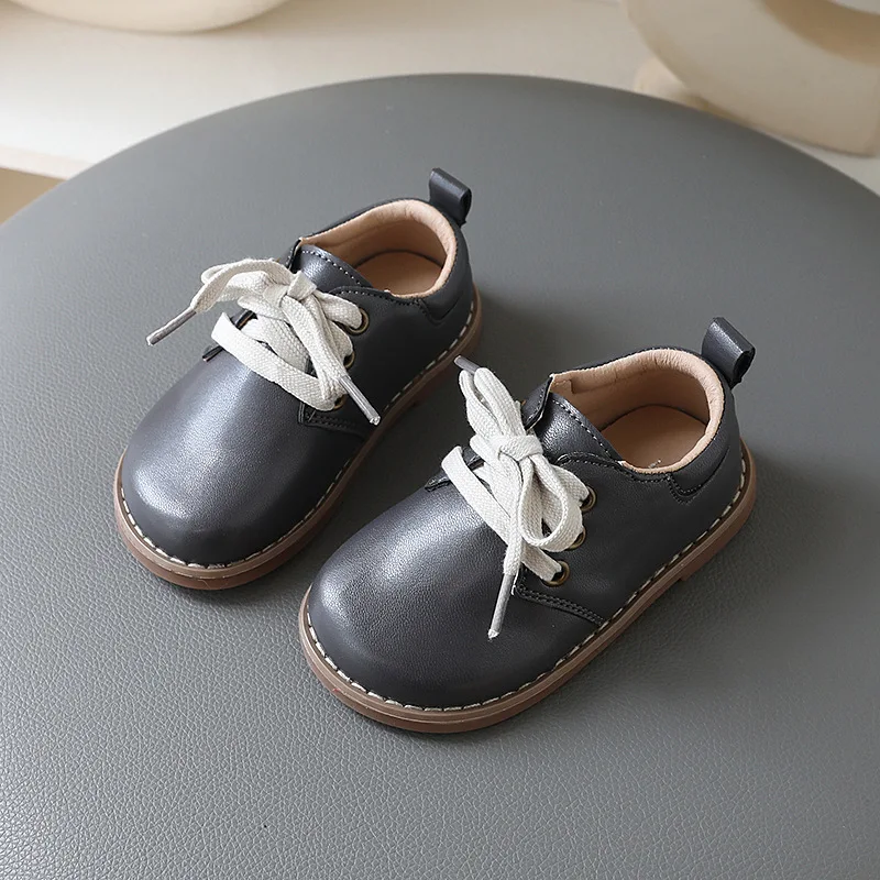 Little Boys Gentleman\'s Leather Shoes England Style Leisure Baby Boy Dress Shoes New Luxury Designer Shoes for Girls Kids