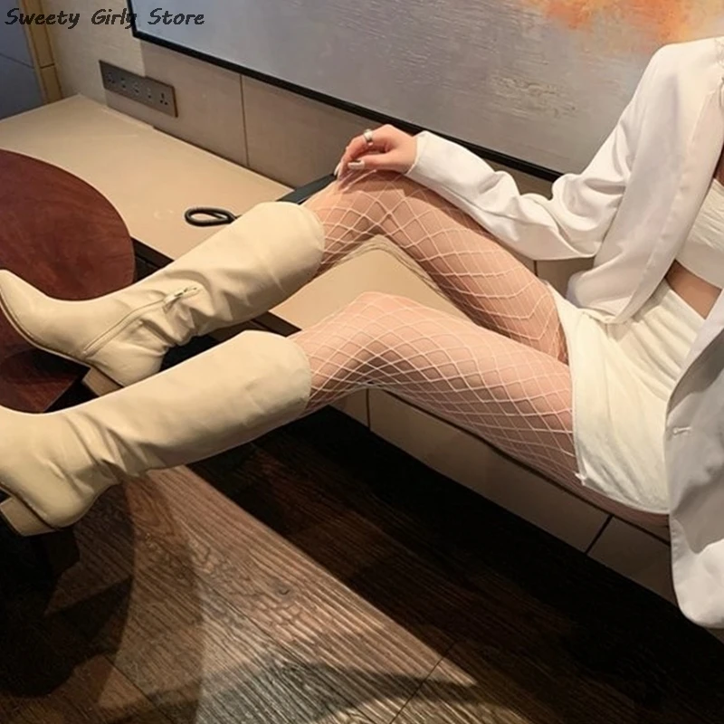 Calze a rete cava da donna Collant in pizzo a gamba bella Lolita Calza classica retrò Calze decorative per abiti estivi