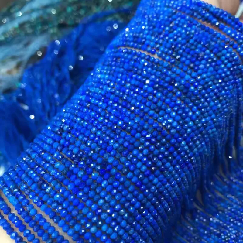 

LOOSE BEADS deep blue Lapis roundelle faceted 1.5*2.5mm wholesale for DIY jewelry necklace 38cm nature