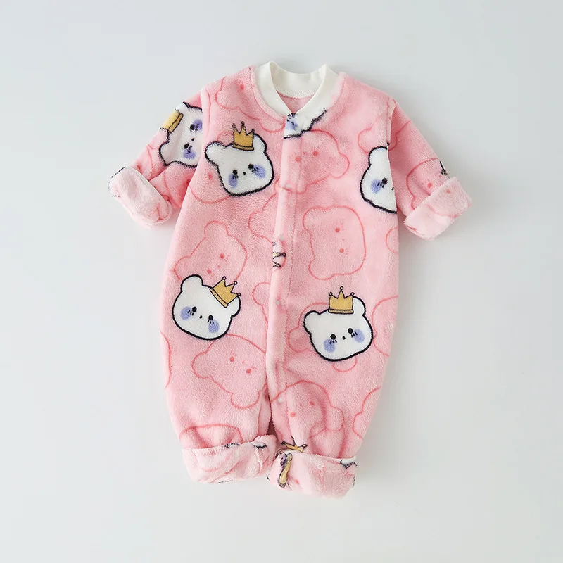 Winter Baby Padded Thickened Climbing Clothes Kids Cartoon Warm Onesie Newborn Girls Cute Casual Jumpsuits Autumn Boys Bodysuits