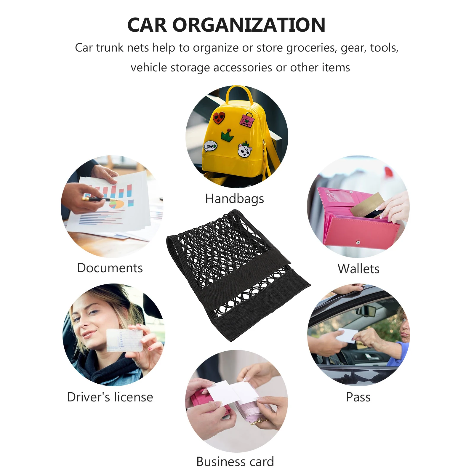 

2pcs Trunk Organizer Durable Mesh For Vehicle Cargo Rear Netting Adhesive Easy Install All Car Models Car Storage Net Trunk Mesh