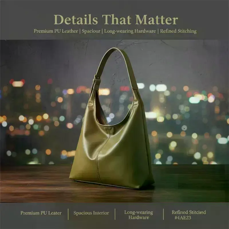 Women Tote Bag Large Capacity PU Leather Waterproof Simple Fashion Shoulder Bag