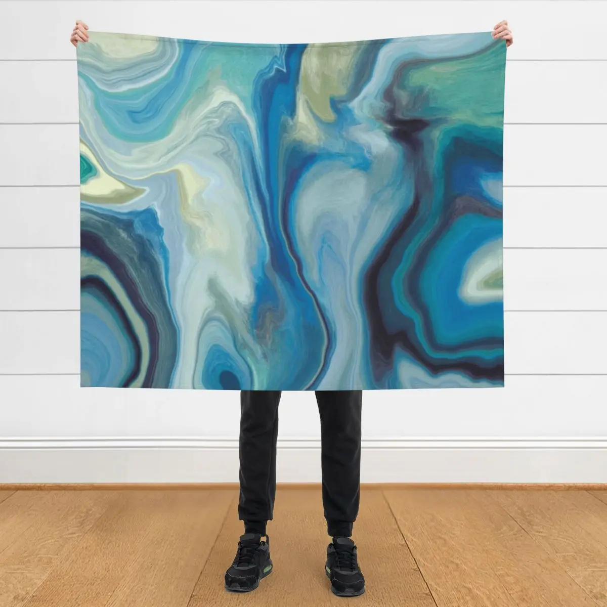 

Cool Ocean Pools Marble Pattern - Blue Palette Throw Blanket Hairys Furrys Sleeping Bag Blankets