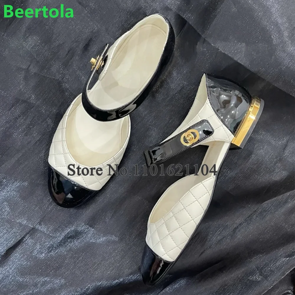 Flat With Mixed Colors Round Toe Shoes For Female Women Elegant Simple Luxury Design Ankle Strap Shallow All-match Girl's Shoes