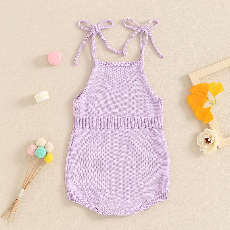 Baby Girl Summer Romper Cute Crochet Flower Sleeveless Tie Strap Bodysuit Newborn Playsuit