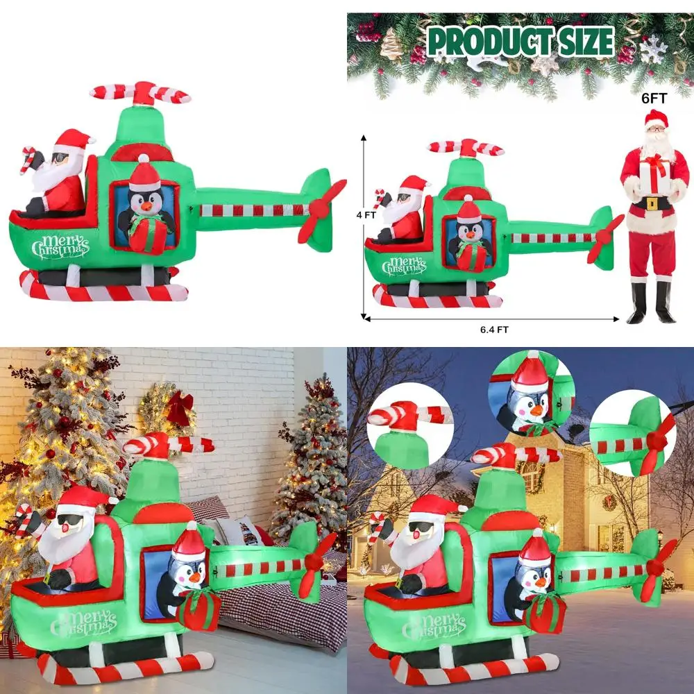 

7.8FT LED-lit Helicopter Inflatable Outdoor Christmas Glitter Ball Yard Decoration