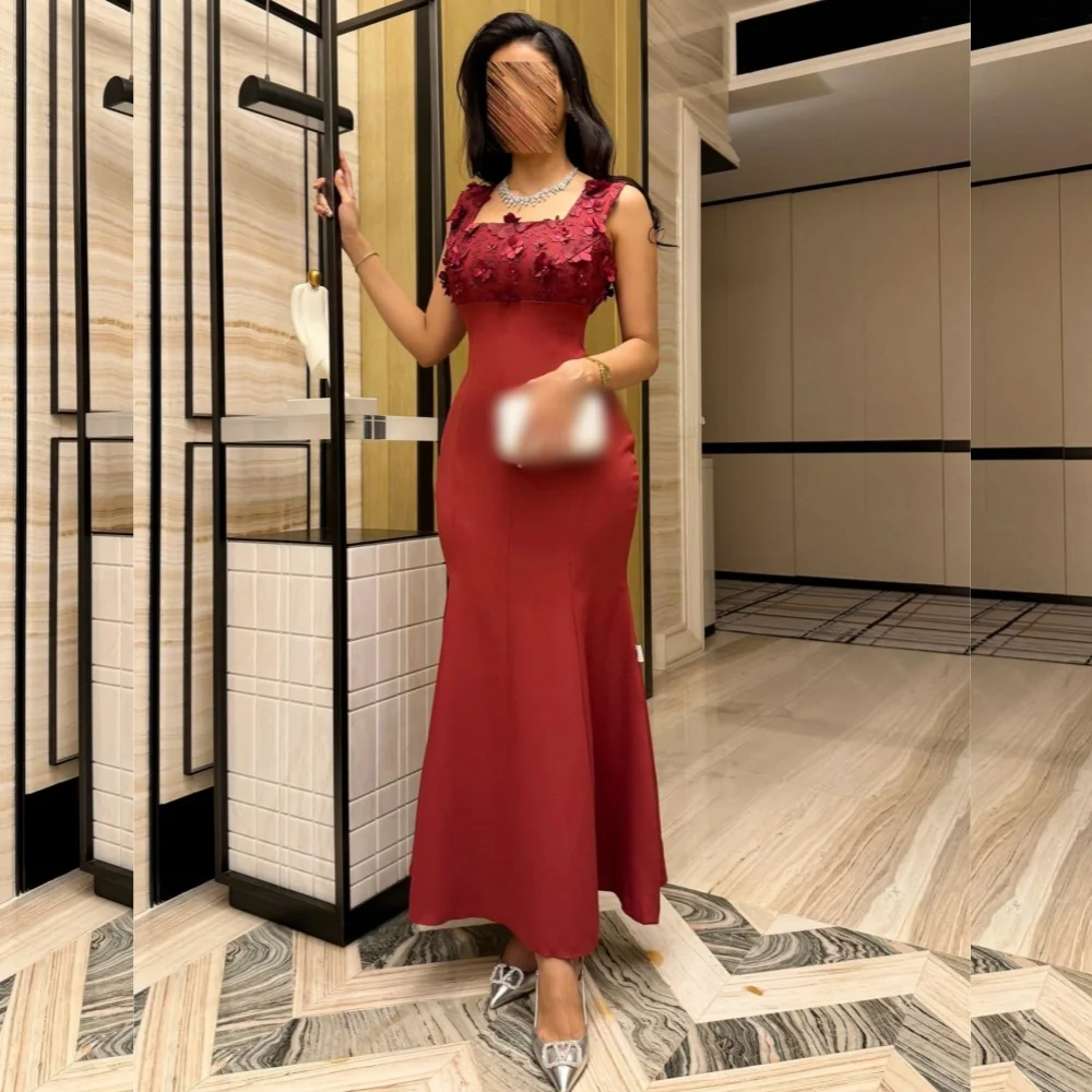 

Классические изысканные трикотажные платья миди с квадратным вырезом по индивидуальному заказу, изысканные платья для особых случаев на заказ