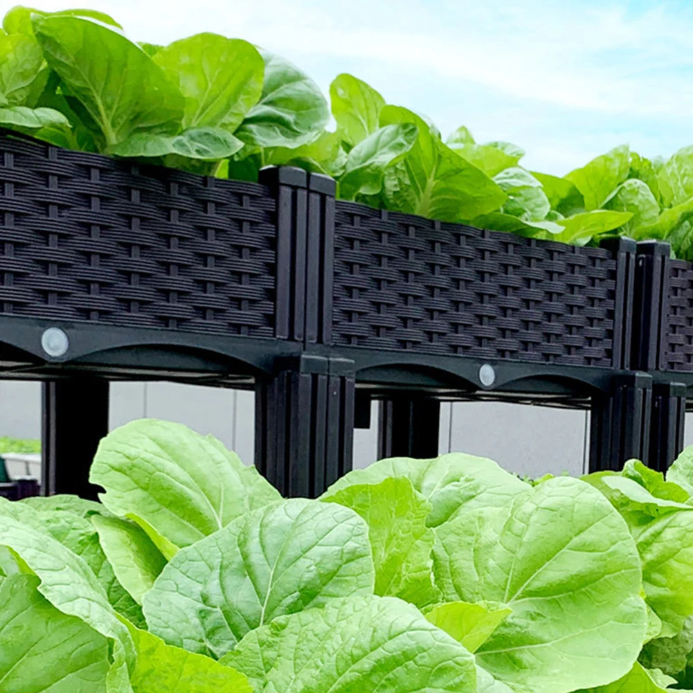 

Plastic Raised Garden Bed with Drainage Holes Propagation Box with Legs Raised Bed for Gardening Vegetables Fruits Flowers