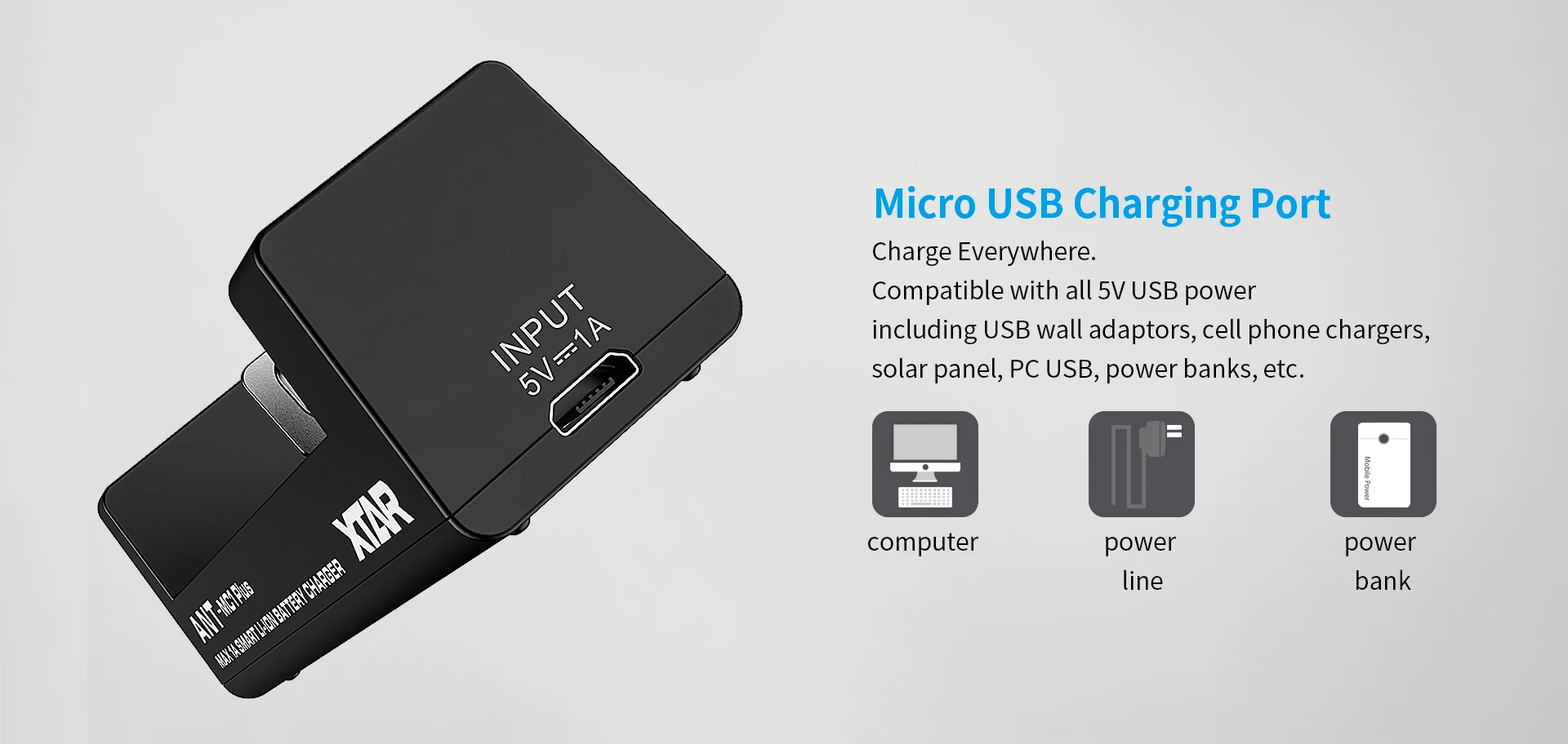 XTAR ANT MC1 Plus شاحن عرض شاحن 26650 21700 شاحن بطارية شاحن بطارية ليثيوم أيون