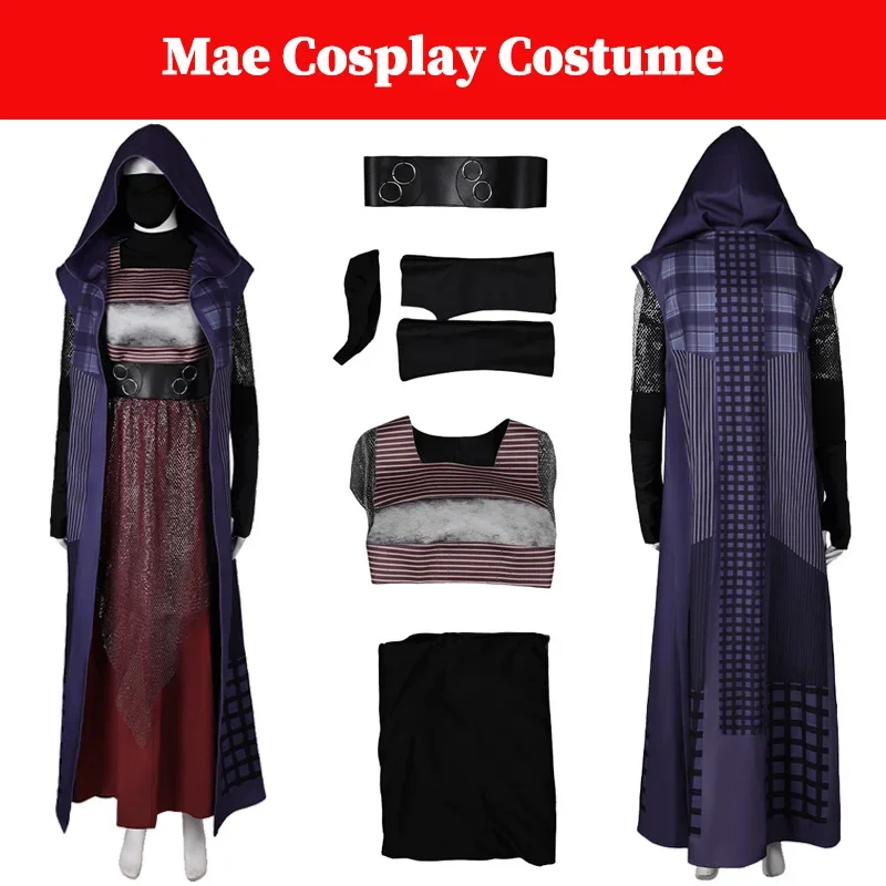 

Mae Cosplay Costume Movie Space Battle Roleplay Fantasia Outfits Face Mask Cloak Skirt Gloves Set Clothing Halloween Party Suits