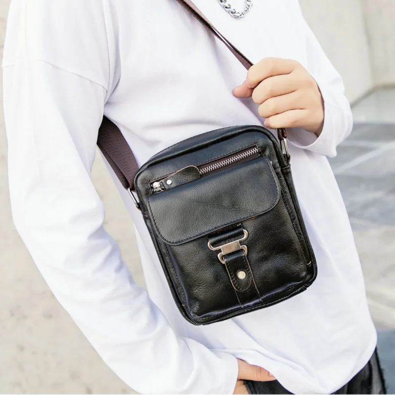 Vintage Koeienhuid Heren Schoudertas Mode Business Messenger Bag Echt Lederen Mannelijke Crossbody Tas