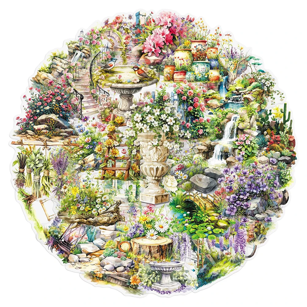 10/30/50pcs Secret Garden Floral Plant Art Stickers Aesthetic Graffiti Decals DIY Notebook Diary Stationery Transparent Sticker
