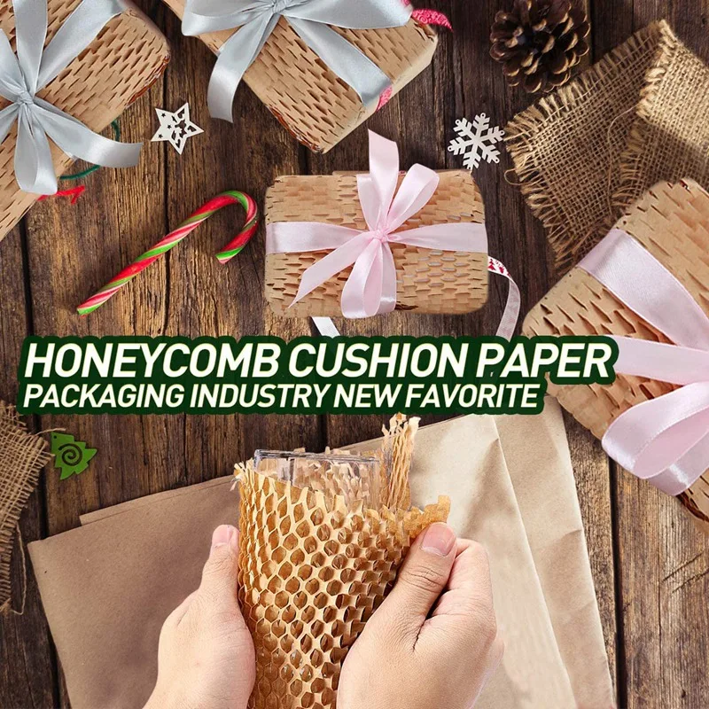 Recycled Packing Wrap 15X100 Inch Eco Honeycomb Wrapping Paper For Gift & Moving Replacing Bubble Moving Packaging