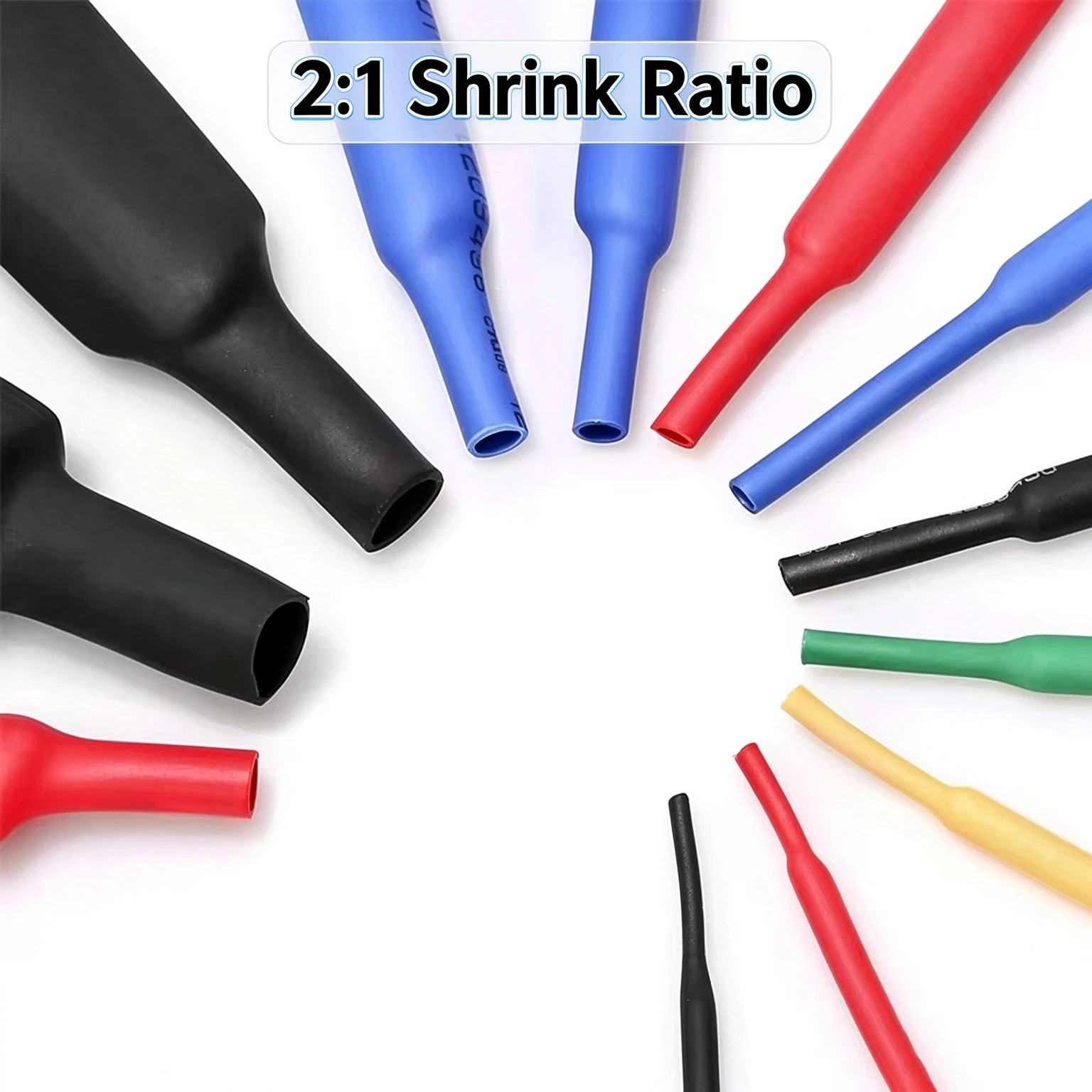Heat Shrink Tubing Kit 2:1 Ratio 2/4/6/8/10/12/16/18mm 1M Each Red Yellow Green Blue Black Polyolefin Wire Terminal Insulation
