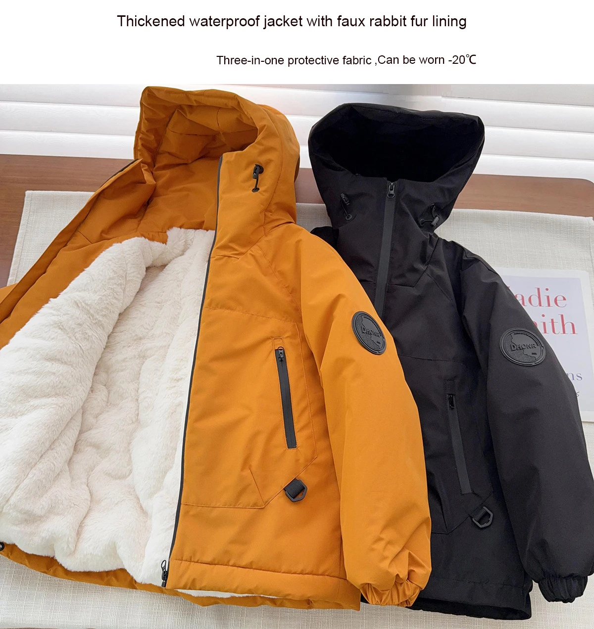 

Children's Faux Rabbit Fur Winter Shell Jacket Thickened Fleece Large Size Overcoat for Boys New Style Autumn Thick Lined