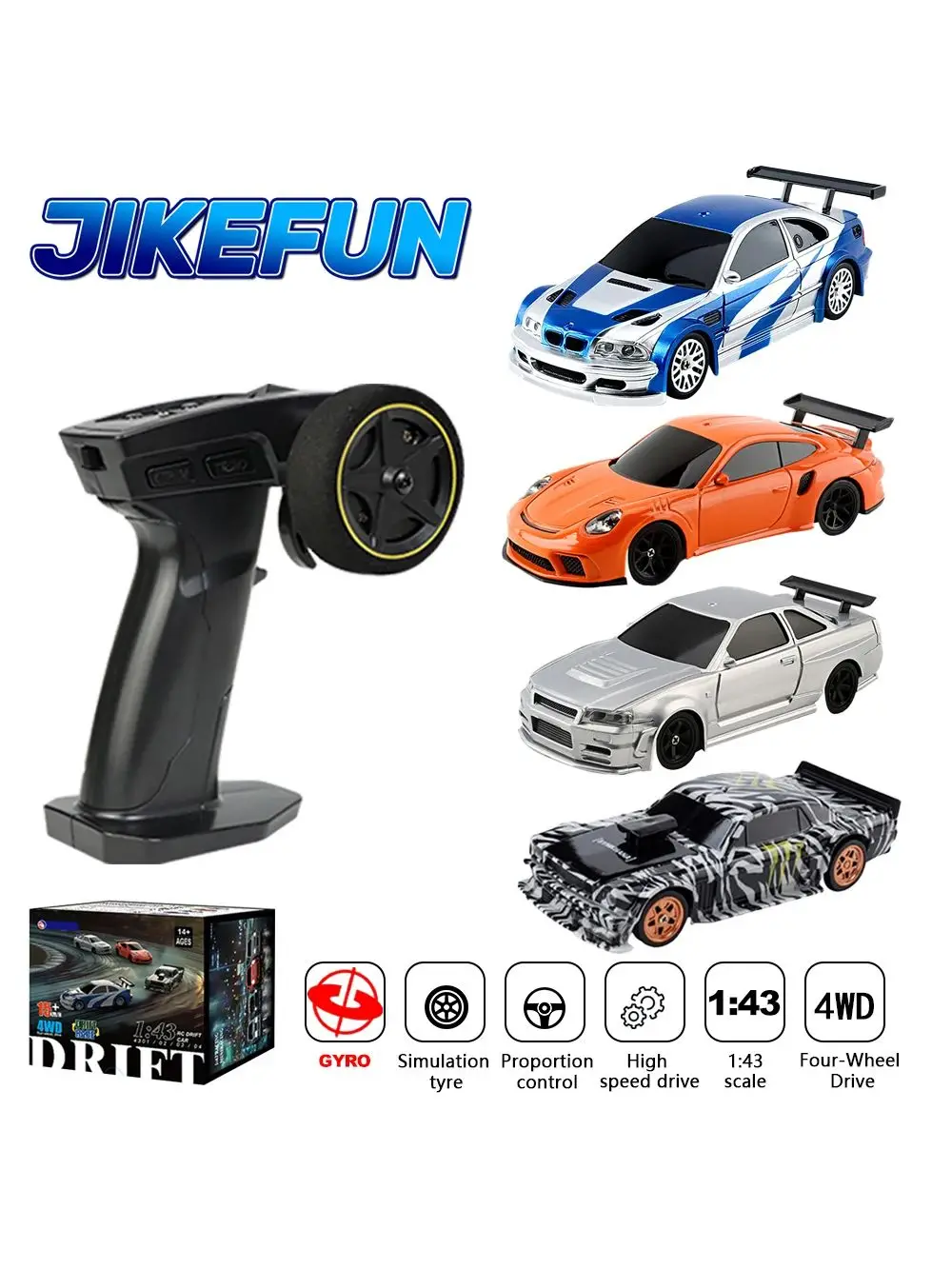 Verbessertes 1/43 RC Drift-Auto mit Gyroskop 2,4G Mini-Rennfahrzeug Ferngesteuertes Drifting 4WD Offroad-Fahrzeugmodell Spielzeug