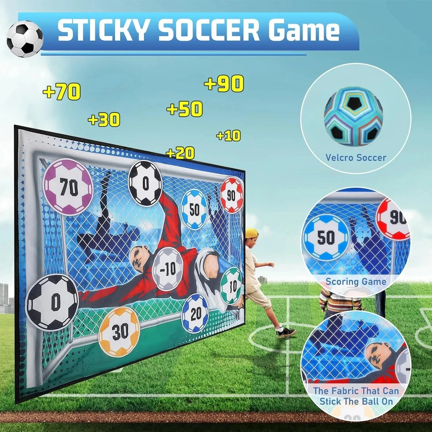 Toy Soccer Ball Game Set for Boys Girls Indoor Outdoor Backyard Toss Soccer Goal Game with Ball Target Sports Toys Birthday Gift