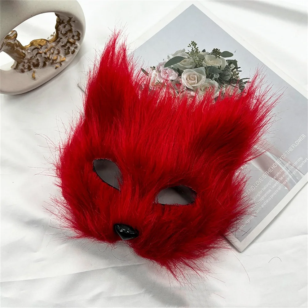 

Halloween Plush Fox Shape Half Face Mask Sexy Imitation Animal Cat Mask Prom Carnival Party Cosplay Costume Performance Props