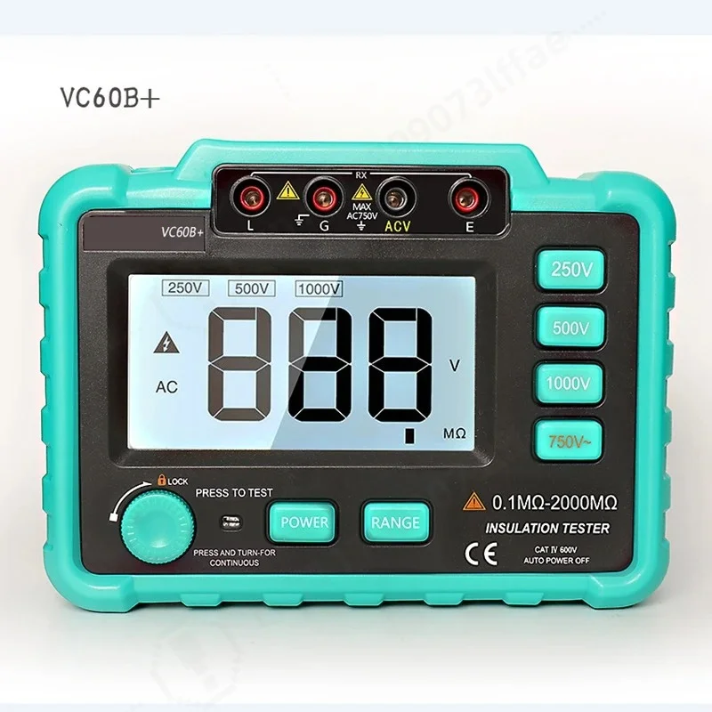 VC60B+Insulation Tester Earth Ground Impedance Resistance Tester 1000V Median Megohm Digital Insulation Resistance Meter