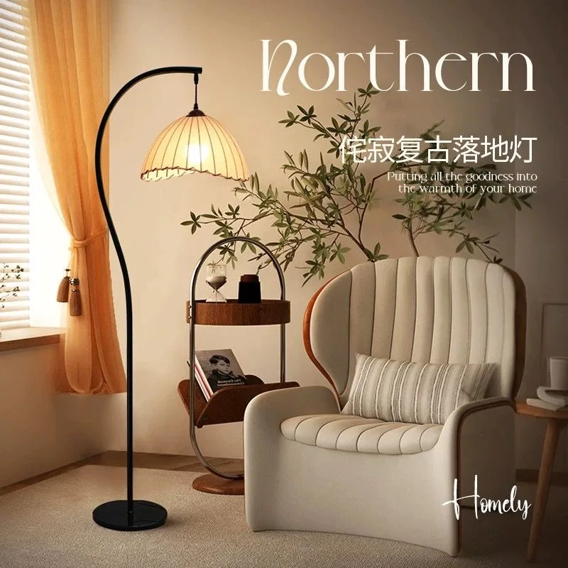 Antique Retro Standing Floor Lamp LED Corner Side Light for Living Room Sofa Bedroom Bedside Indoor Lighting Fixture