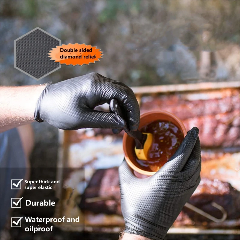 

Diamond relief 50Pc Pure Nitrile Rubber Gloves Kitchen / Hotel / Restaurant / Disposable Gloves Men/women Clean Glove