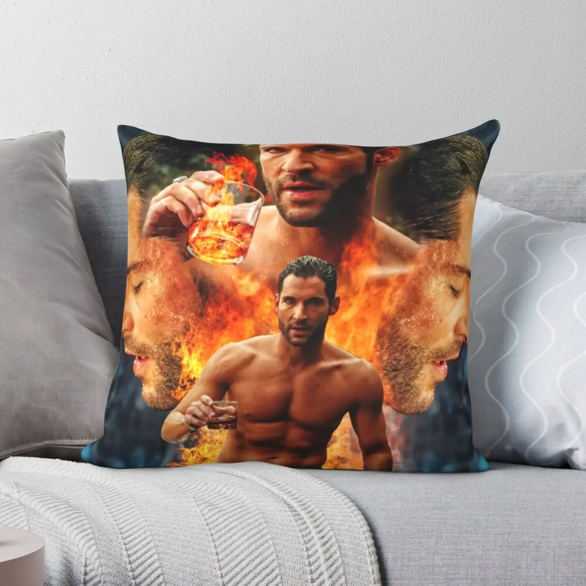 Tom Ellis Lucifer Is Risen Square Pillowcase Polyester Linen Velvet Pattern Zip Decor Car Cushion Cover