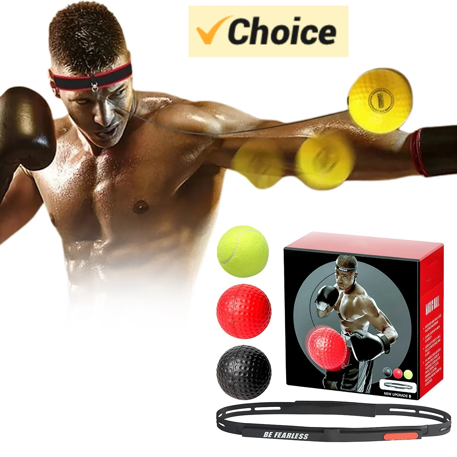 Ultimate Reflex Ball Set - 4 React Reflex Ball Plus 1 Adjustable Headband, Great for Reflex, Timing, Accuracy, Focus and Hand Ey