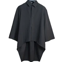 Camisa de XS-5XL, camisa informal asimétrica de longitud media, ropa de calle sin género, moda de salón, Top versátil de manga larga, Unisex, novedad de 2025