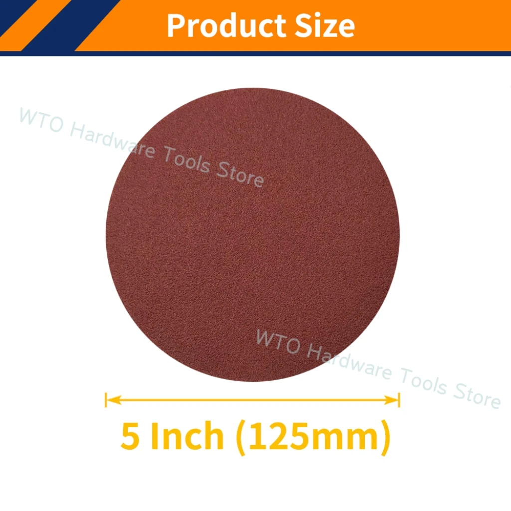 50PCS 5 Inch No-Hole Sanding Discs 40-2000 Grit Hook and Loop Aluminum Oxide Random Orbital Sander Pads for Polishing, Grinding