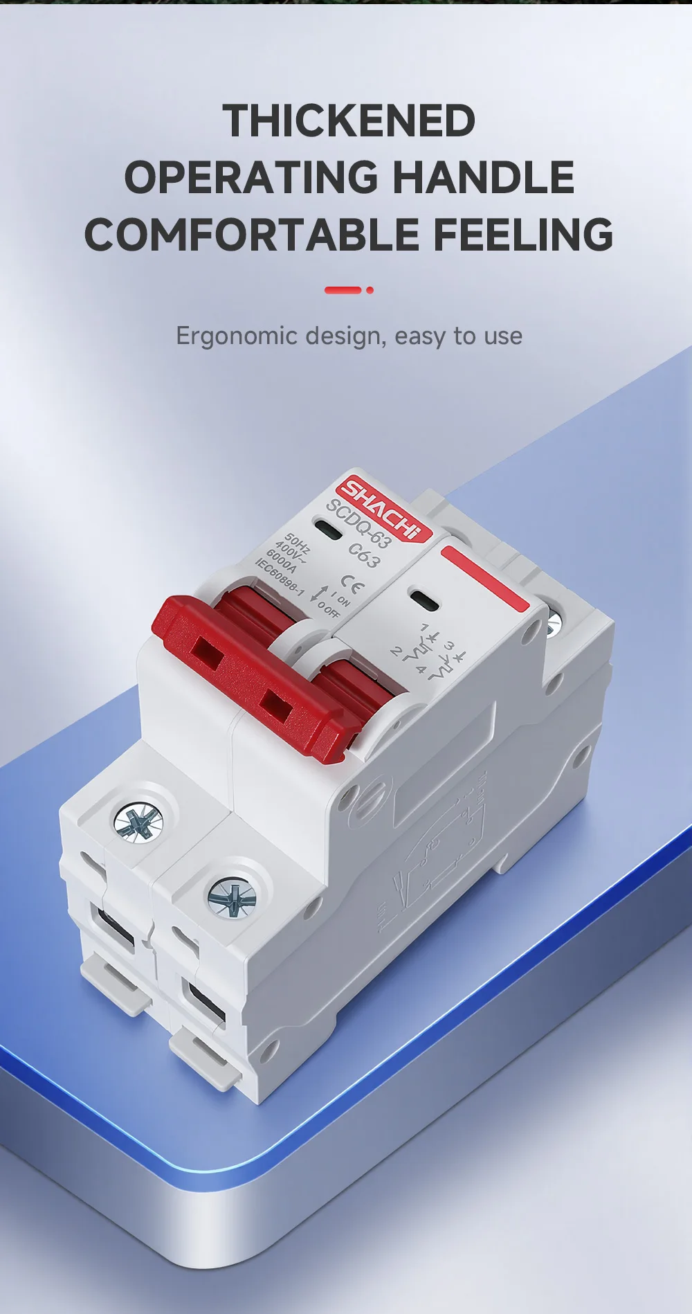 SHACHI AC Mini-Leitungsschutzschalter MCB 2P 16A 20A 25A 32A 40A 63A 220V 400V C-Typ DIN-Schienen-Luftschalter für den Überlastschutz im Haushalt – Detail 8