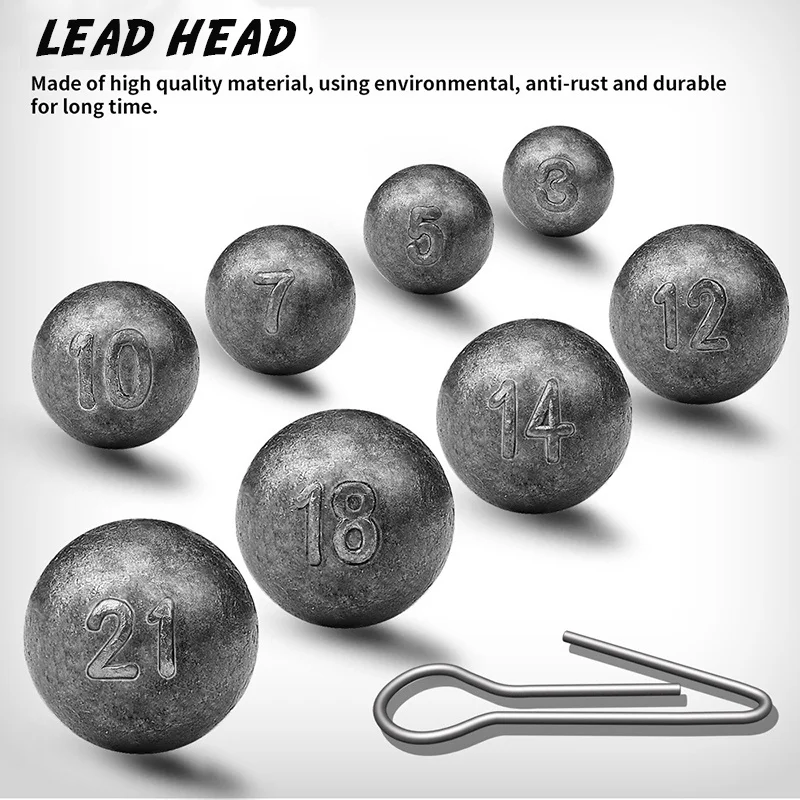 Round lead bait pendant fishing Lure Lead head hook fishing jig head Aggravated Sinker Weight Sea Fishing tackle weight 3g-21g