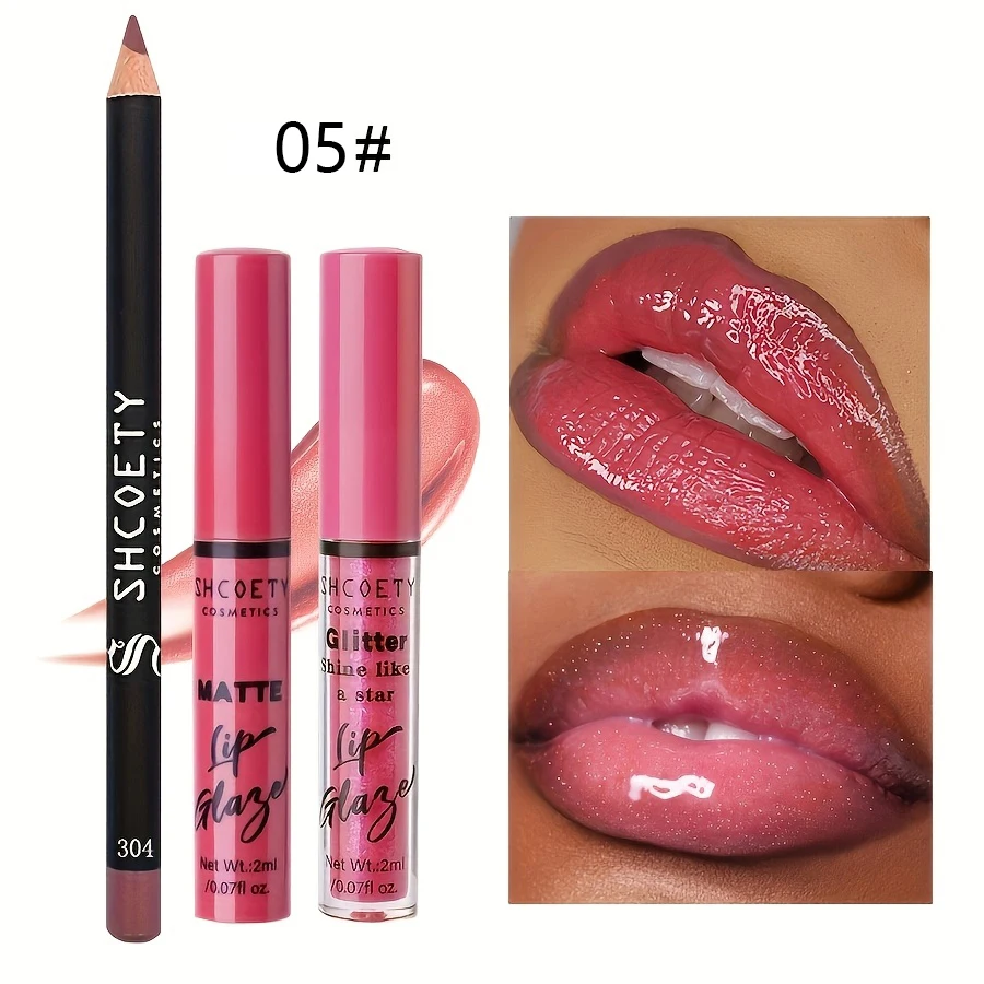 Pearl Shimmer Matte Lip Liner And Lip Oil Set Wodoodporny, nieprzywierający zestaw do ust odpowiedni dla wszystkich rodzajów skóry Pudełko na prezenty świąteczne