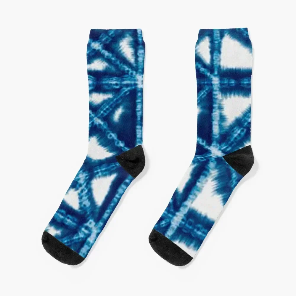 Thousand squares in stripes and lines in blue intense Socks Crossfit FASHION Children's Socks Male Women's