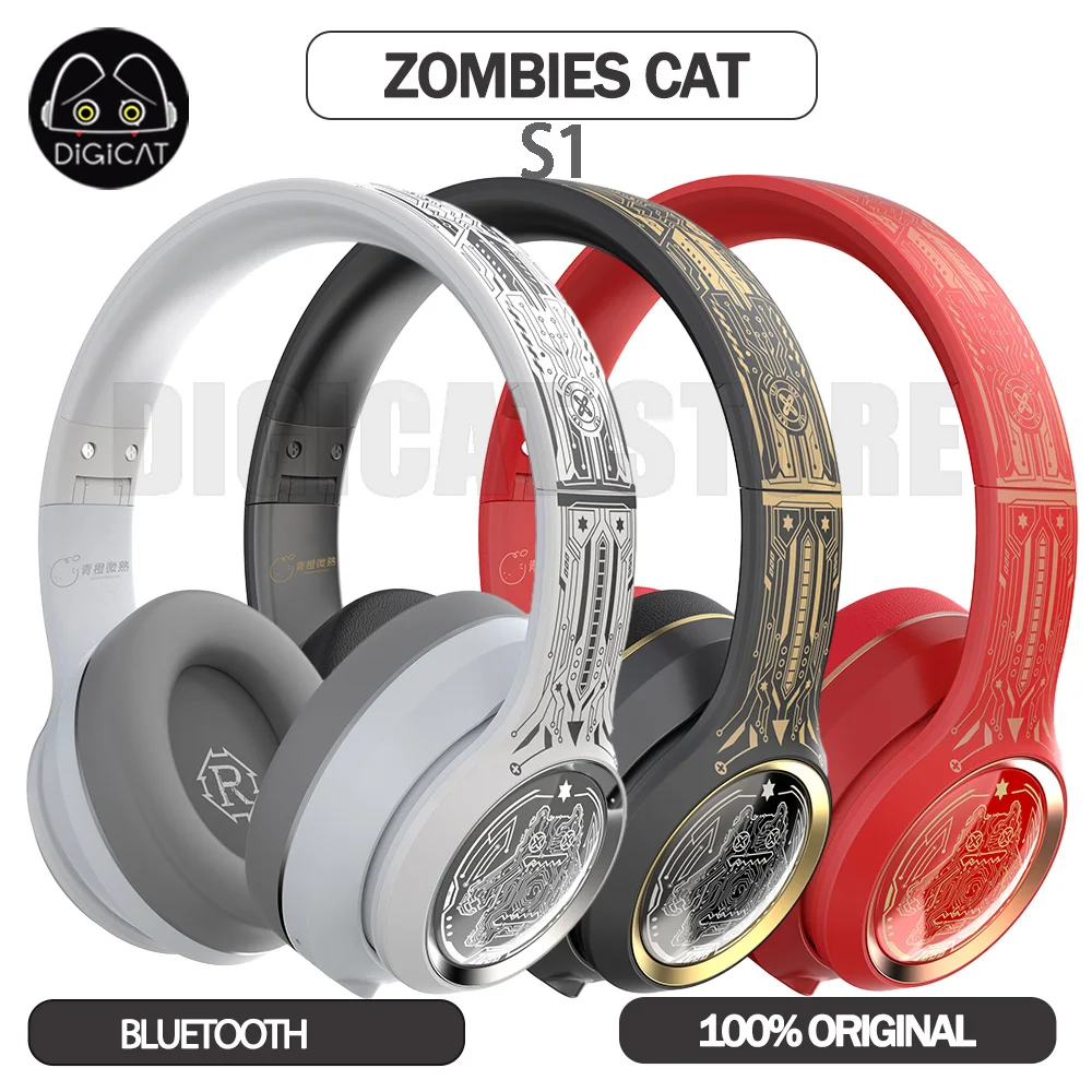 

Zombies Cat S1 Bluetooth Wireless Headset With Microphone Active Noise Reduction Headphone Esports Gamer Sport Earphone Gifts