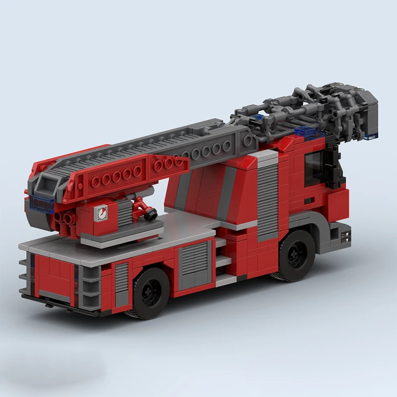 Modello di auto da servizio cittadino MOC Mattoni da costruzione Fuoco Scaletta Camion Tecnologia modulare Regali Vacanza Assemblare Giocattoli per bambini Vestito