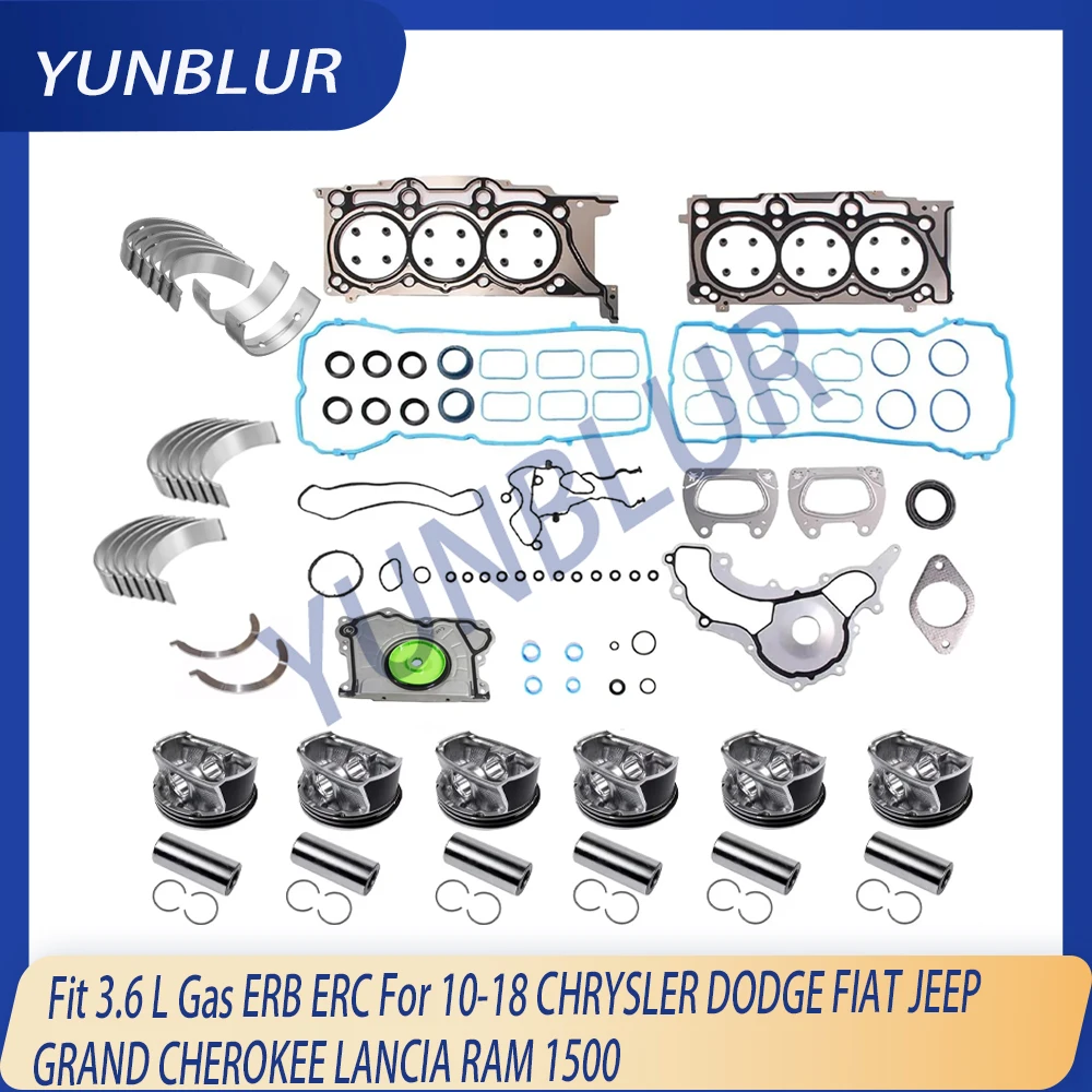 ERB ERC إعادة بناء مجموعة حشية كاملة المكبس ومجموعة أدوات المحمل الدائري تناسب 3.6 L10-18 لكرايسلر دودج فيات جيب جراند شيروكي لانسيا رام #1