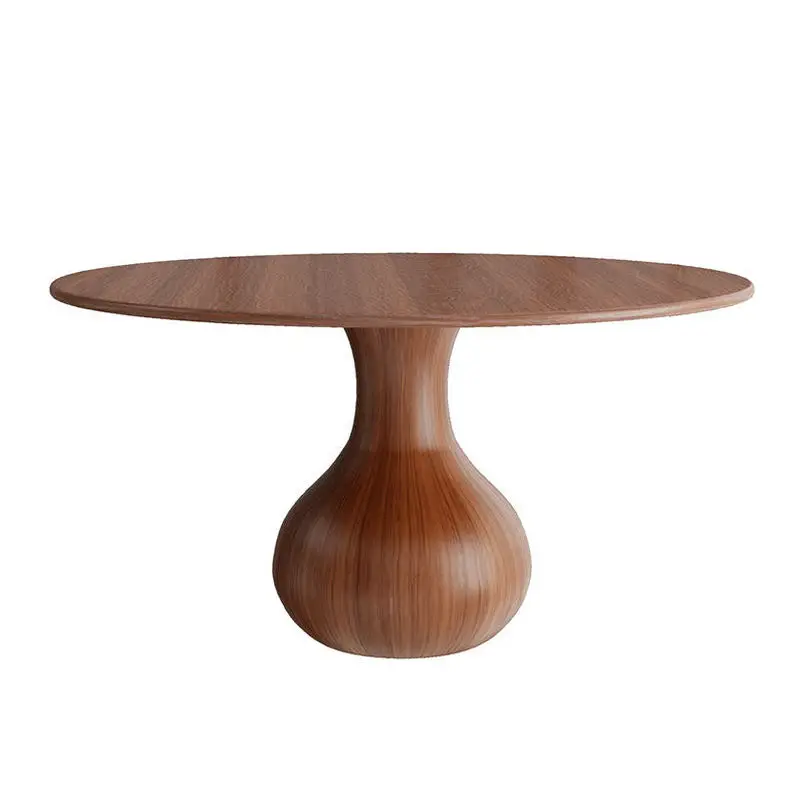 #High End Retro Traditional Carved Dining Room Table Set Kitchen Round Dining Table Wood Top With Water Drop Base for Restaurant