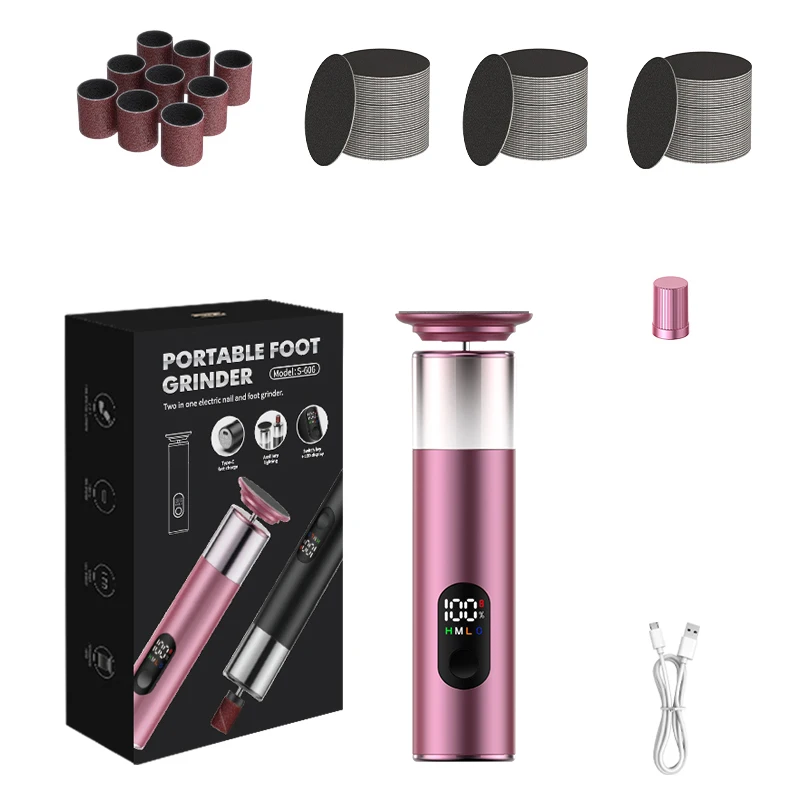 Electric foot trimmer, electric foot grinder with 9-level adjustment, rechargeable for removing dead skin, calluses, and repairi image 5