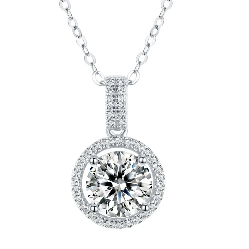 

VVS Round Cut VVS Moissanite Diamond Silver Dainty Wedding Bridal Necklace Fine Jewelry For Women