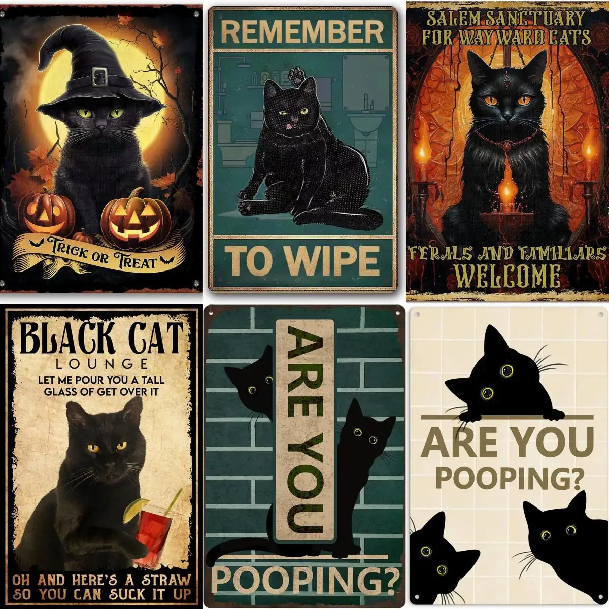 Funny Cat Poster Retro Metal Sign for Garage Bar Home Man Cave Wall Decor 8x12 Inch -Let Me Pour You A Tall Glass of Get Over It