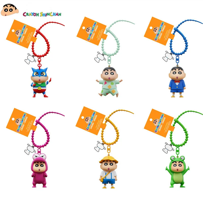 Kawaii Crayon Shin-Chan Keychain Cartoon Anime Doll Crossdressing Backpack Pendant Accessories Cute Room Decoration Gift Kid Toy