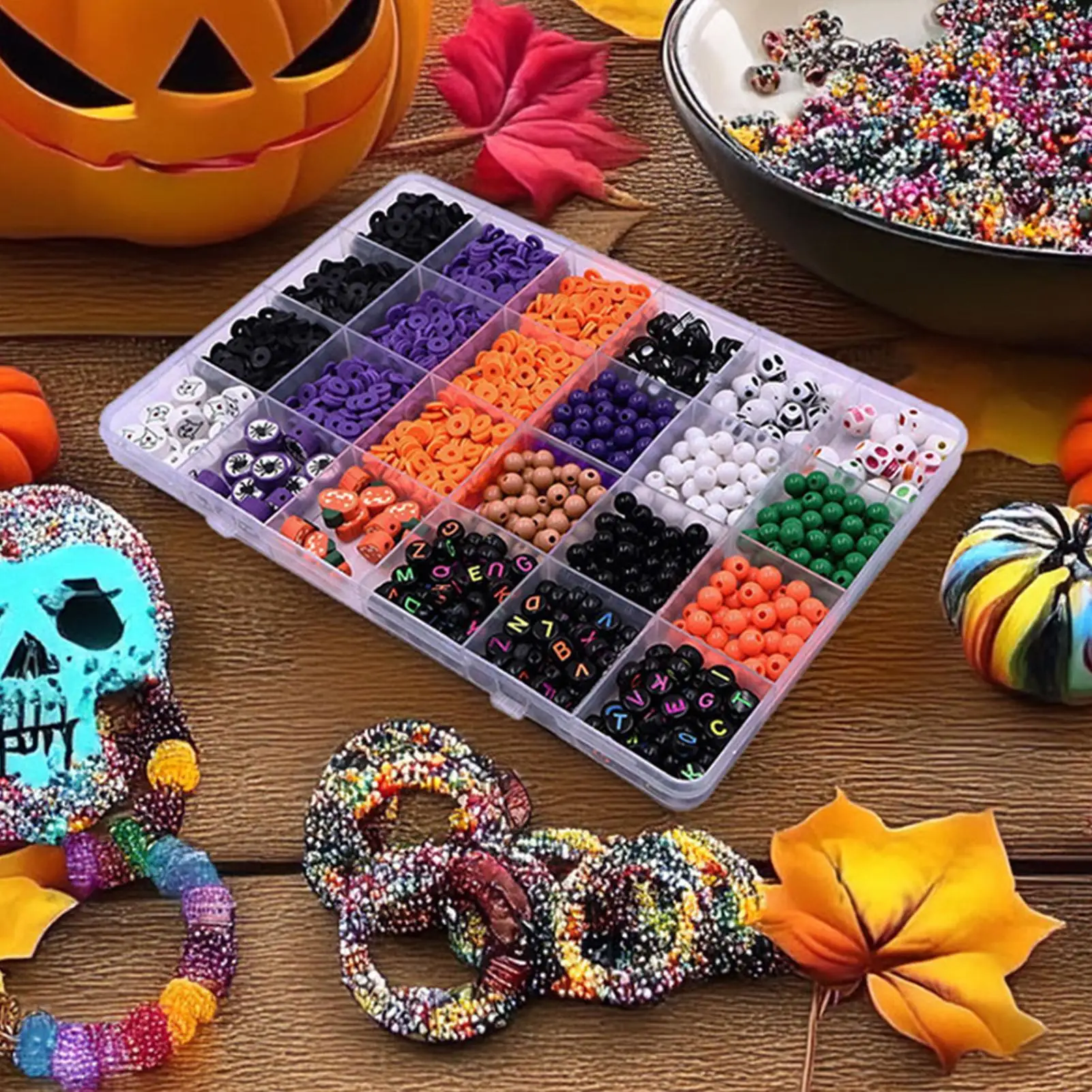 Halloween Bracelet Beading Kit Festive Theme Crafting With Thread Bracelet Jewelry Beading Set For Beginners Girls Women