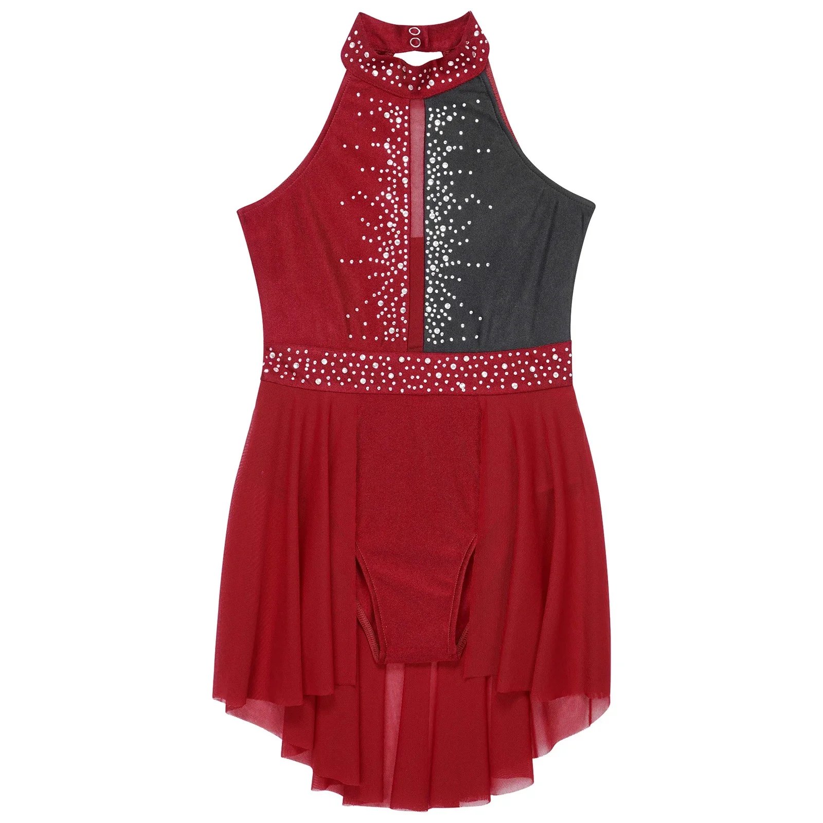 Bambini ragazze balletto body vestito senza maniche lucido strass ginnastica lirico danza contemporanea Ballerina abbigliamento Dancewear