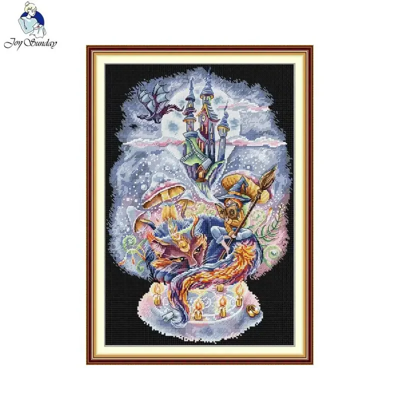 

Joy Sunday Cross Stitch Kit Magical World HD Pattern Aida 16/14/11CT Counted Printed Canva DIY Embroidery Kit Home Decor New