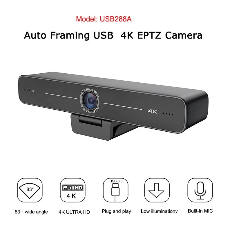 

4K Webcam with Microphone Plug and Play USB EPTZ Camera for Live Streaming/Gaming/Online Learning/Video Conferencing/Zoom/Skype